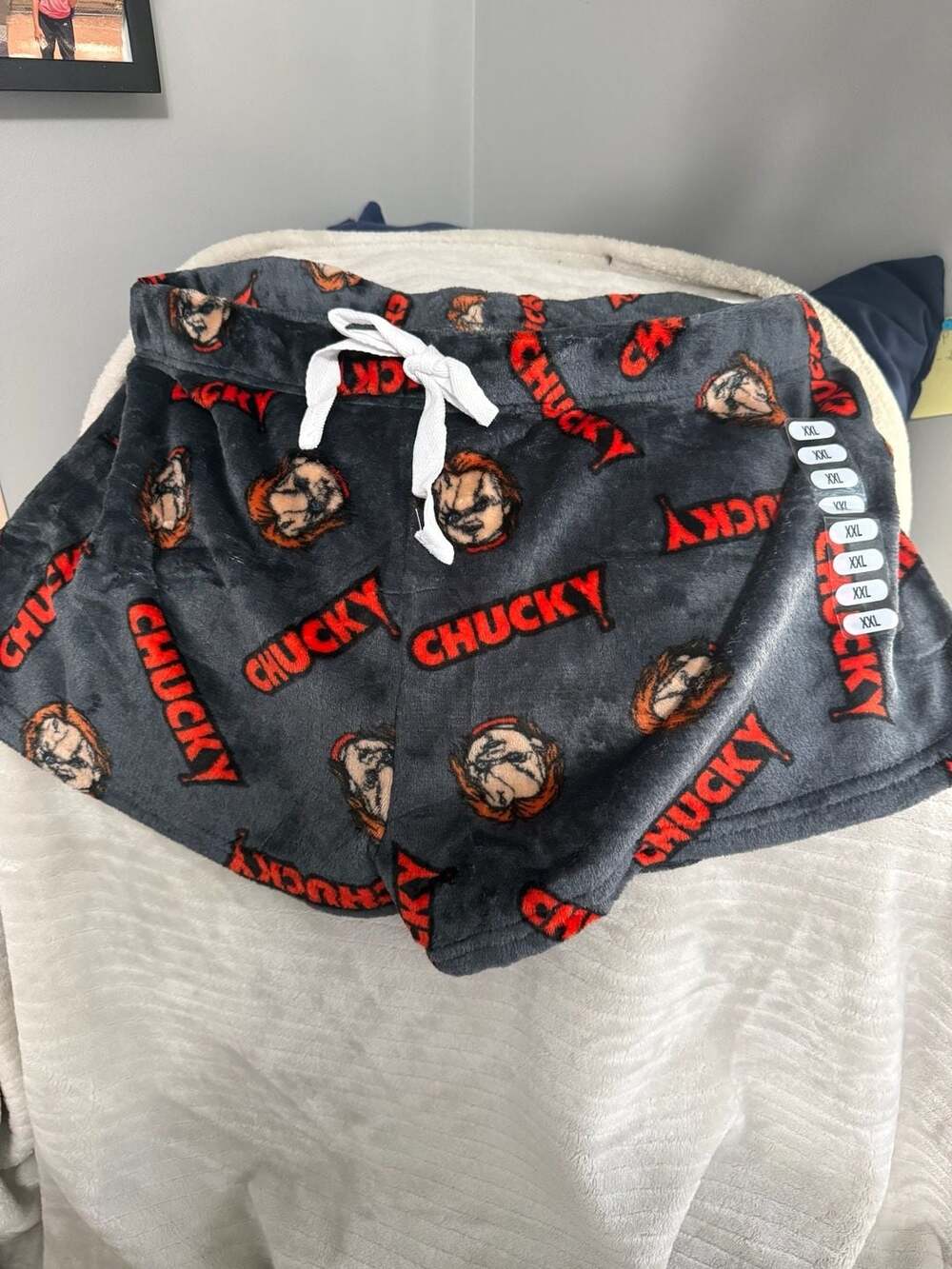Chucky Plush Shorts Size XXL Gray Sleepwear Pajama Shorts